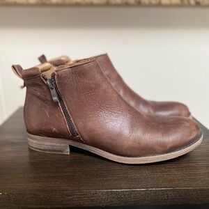Brown leather booties